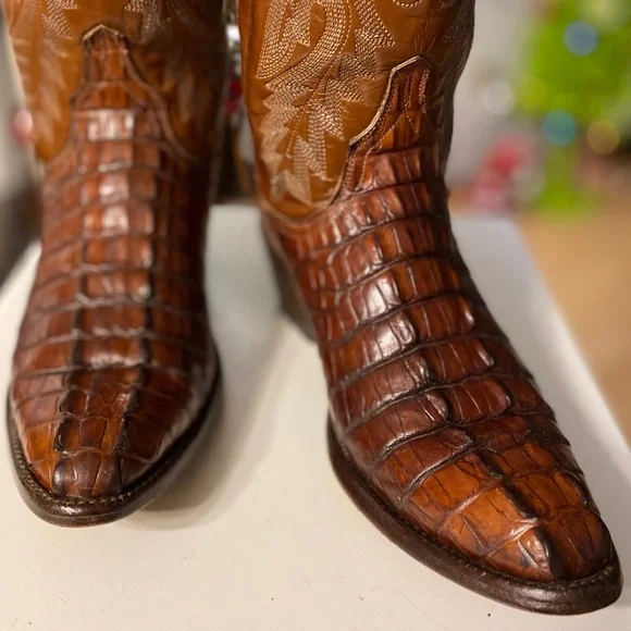 Ladies Handmade USA Lucchese Caiman Ridge Western Boots - 7.5 B - Picture 4 of 11